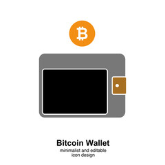 Wallet Icon with Cryptocurrency Symbol on transparent background