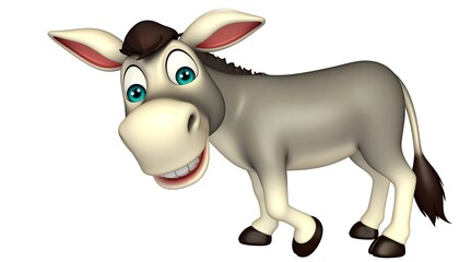 Cute cartoon donkey with white background.