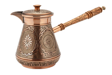 Ornate Copper Turkish Coffee Pot isolated  on AI generated by PNG
