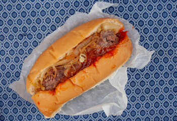 Traditional South African Boerewors roll on traditional cloth