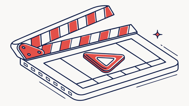 Stylized Illustration of a Film Clapperboard with Play Symbol.