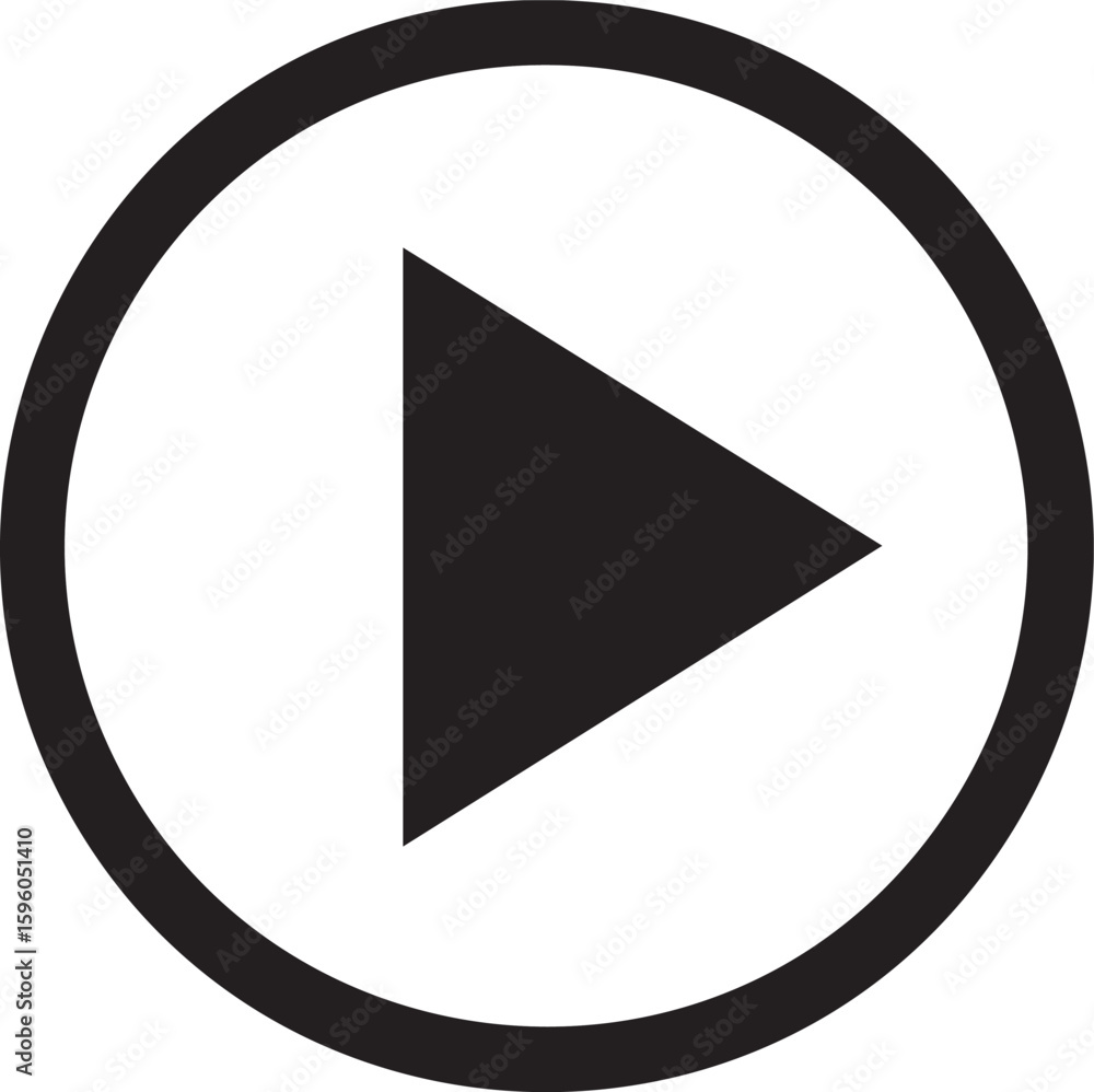 Poster black play button icon inside a circle isolated on transparent background