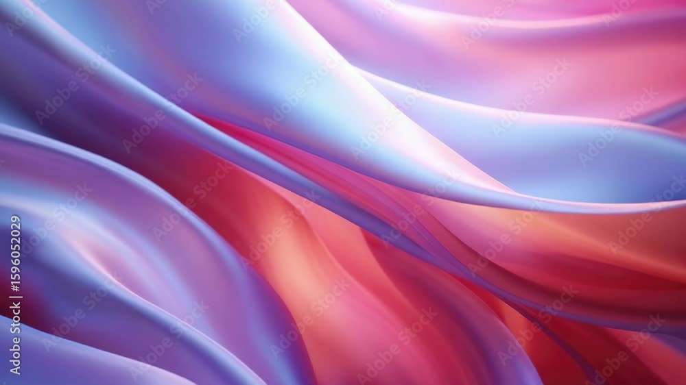 Poster colorful blend of lines and shapes creating a fluid, wavy effect.