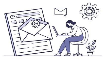 Woman Working on Laptop with Email and Documents.