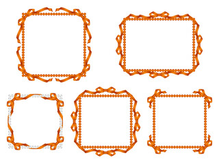 リボン、ビーズF、m9オレンジ