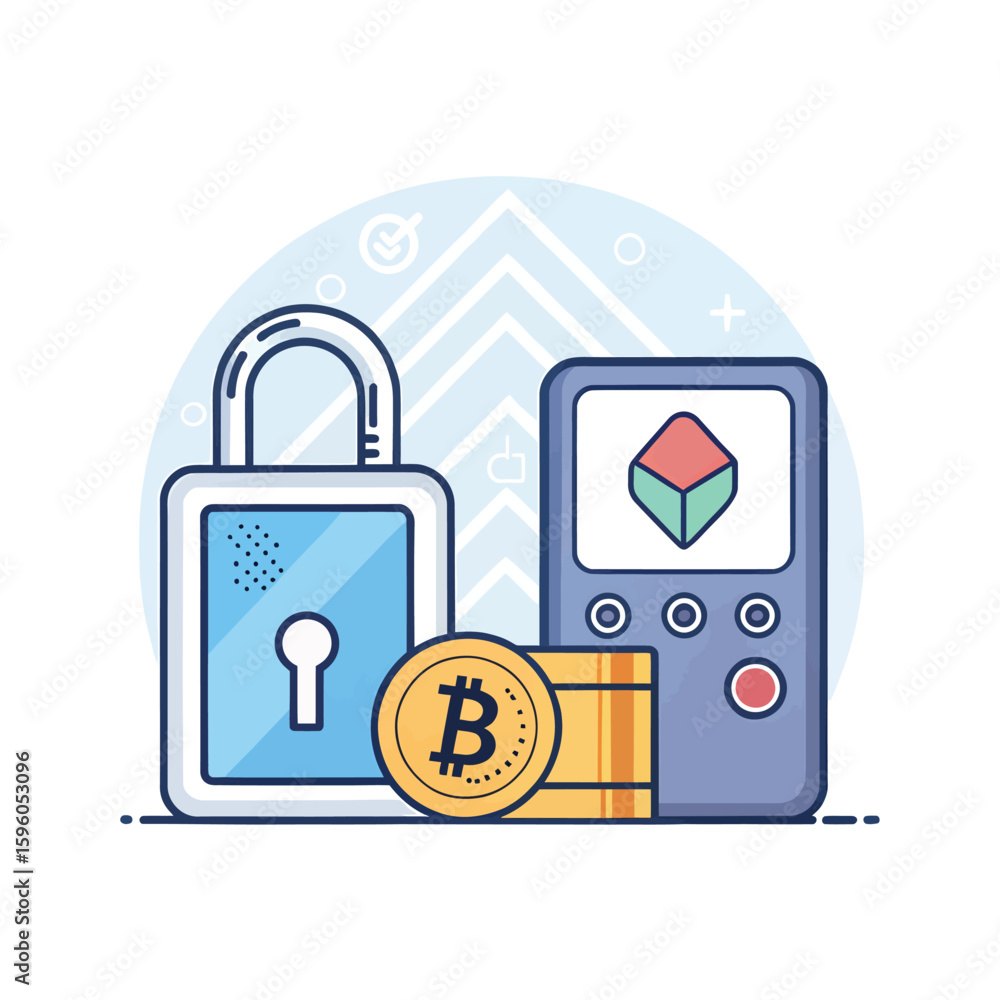Poster digital security and blockchain: a symbolic representation of cryptocurrency, data security, and blo