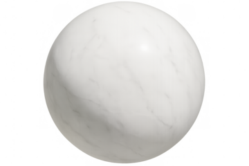 Perfect white marble sphere rotating on transparent background, ideal for 3d mockups and compositions