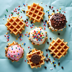 Gourmet Ice Cream Sandwiches Waffles Sprinkles Candy

