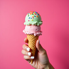 Sweet Summer Indulgence Delicious Waffle Cone Dessert
