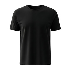 Plain black short sleeve crew neck t shirt apparel isolated on transparent background