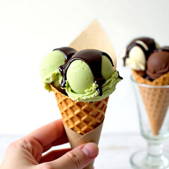 Sweet Summer Indulgence Delicious Waffle Cone Dessert
