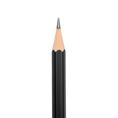 Sharp black graphite pencil tip isolated on transparent background for drawing and writing