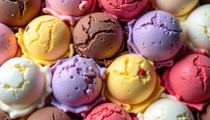 Vibrant Frozen Dessert Scoops Appealing Sweet Treat Collection
