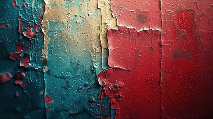 Textured Abstract Background: Teal, Red, and Beige Paint Splatter