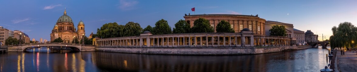 Panorama of the Museum Island in Berlin at twilight
