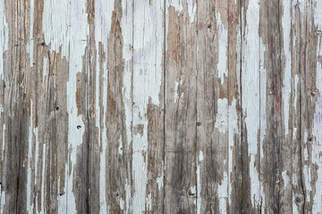 Background from an old and worn plank wall with peeling paint
