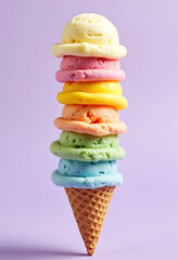 Vibrant Pastel Ice Cream Flavors Delicious Frozen Treat
