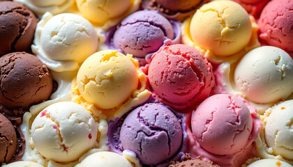 Vibrant Frozen Dessert Scoops Appealing Sweet Treat Collection
