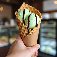 Refreshing Ice Cream Waffle Cone Dessert
