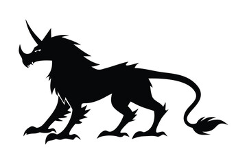 Dragon Unicorn Lion Hybrid Silhouette