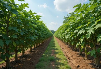 Obraz premium A path through a farm during the day