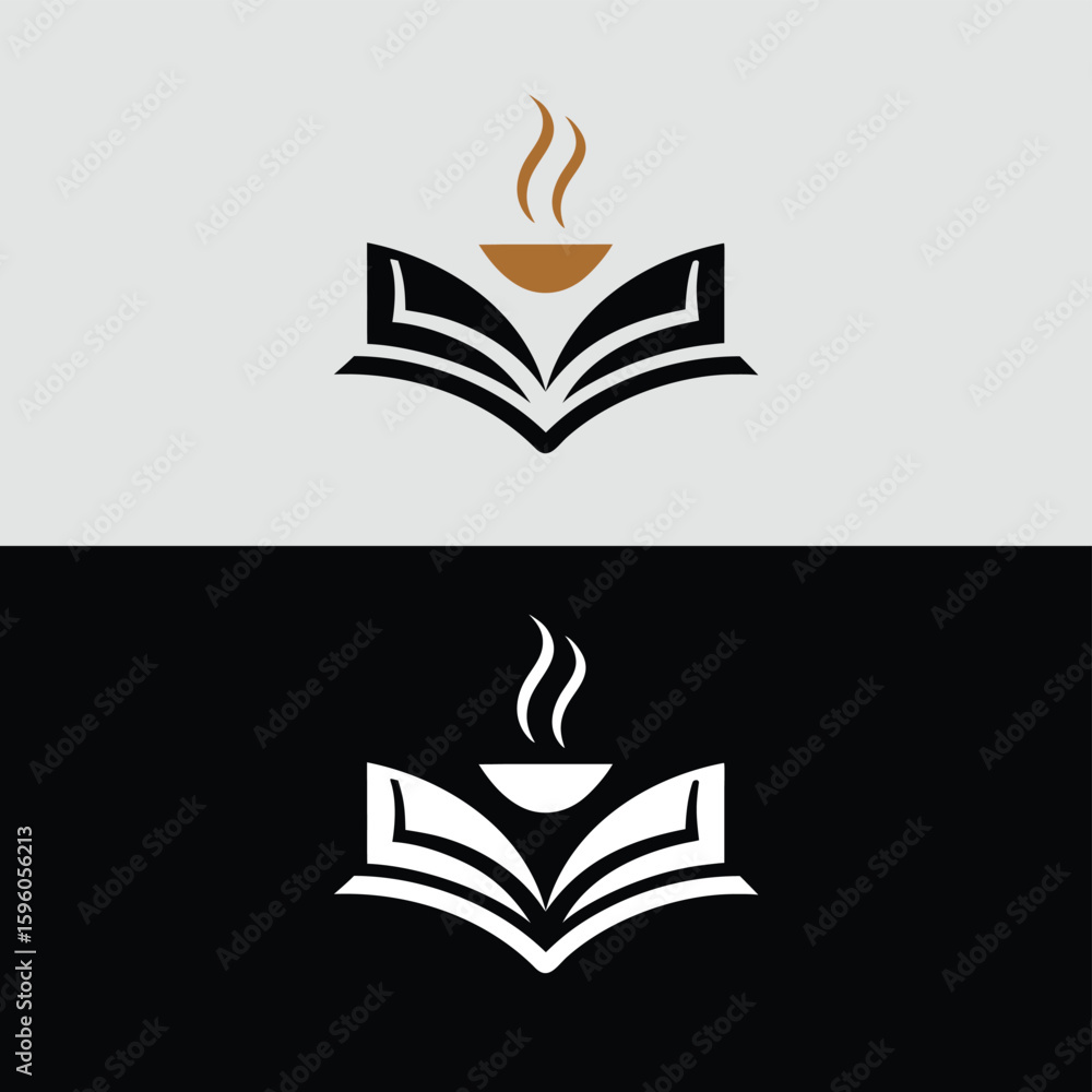 Poster a steaming bowl rests atop an open book, symbolizing nourishment and the enjoyment of reading with a