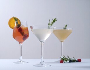 白い背景、美しいフルーツカクテルドリンク