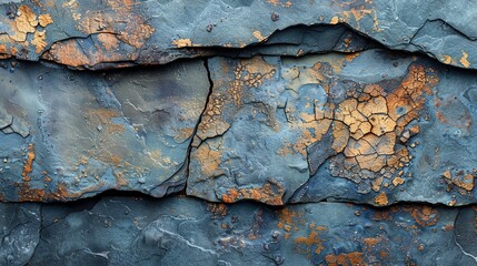 Stunning Blue and Rust Textured Rock Surface: Background, Wallpaper, Design Element