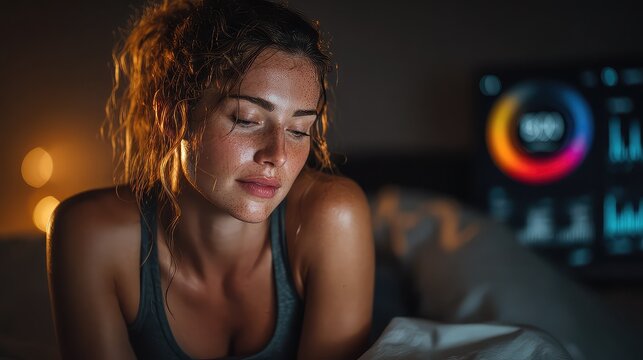 Real-time sleep tracker visualizes stress and focus rings, syncing biometric data with personalized sleep goal metrics for improved nightly rest using predictive smart technology.