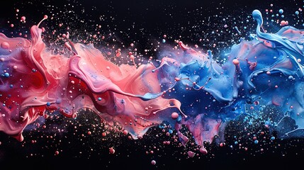 Vibrant Red and Blue Paint Splash: Abstract Art Background Texture