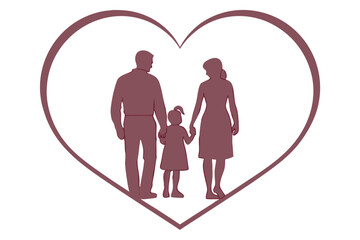 Heart Hand Gesture Family Love – Line Art & Silhouette of Parents, Children & Caregivers