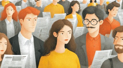 Recruitment bias analyzer glows hiring decision paths, tone analysis rings, and profile fairness overlays across applicant pool