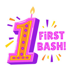 A flat typographic sticker depicting one celebration