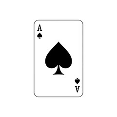 A single ace of spades playing card with black suit symbol on a white background in a simple design