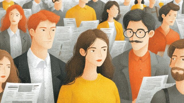 Recruitment bias analyzer glows hiring decision paths, tone analysis rings, and profile fairness overlays across applicant pool