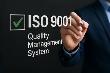ISO 9001 Certified concept symbolized by green checkmark icon, representing quality assurance, business certification, and compliance with international standards
