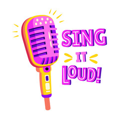 A flat style sticker showing party mic