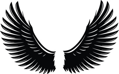 Symmetrical Black Wing Silhouette Illustration