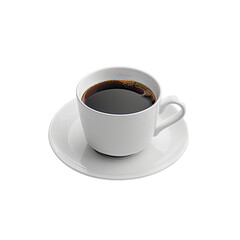 Fototapeta premium White ceramic coffee cup filled with dark liquid, saucer