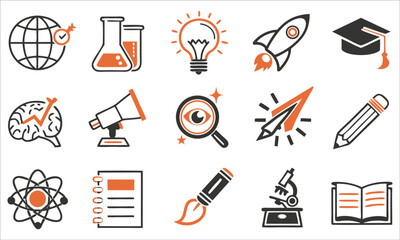 Fototapeta premium Education and science icons learning knowledge