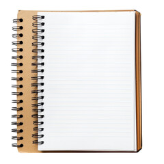 Open spiral-bound notebook with lined white pages.  A beige, kraft-colored cover surrounds the pages
