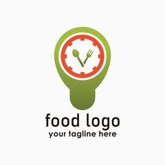 time and food logo concept, food timing logo design template, restaurant icon design