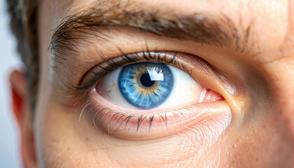 Fototapeta premium Macro Close-Up of a Blue Eye With Golden Ring