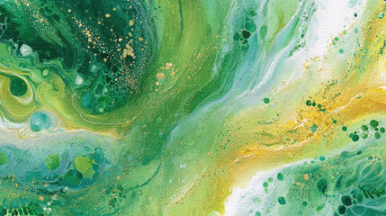 Creative abstract marble representation in green and yellow tones with detailed textures evoking elegance and nature-inspired beauty.
