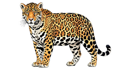 Wild Jungle Jaguar with Spotted Coat on Transparent Background