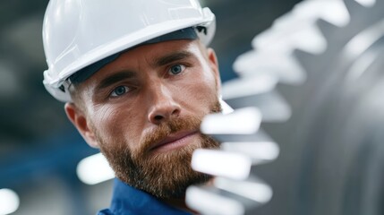 Industrial engineer inspecting quality of manufactured parts in modern plant