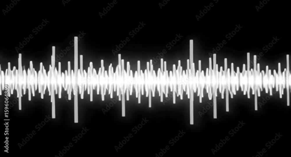 Poster dynamic audio wave visualization animation against a stark black backdrop