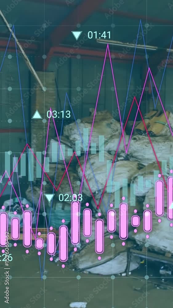 Poster animation of data processing over rubbish dump