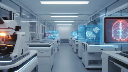 Futuristic laboratory research and development for medical science and technology innovation. Modern laboratory with digital equipment. Ai technology in medical science lab - Powered by Adobe