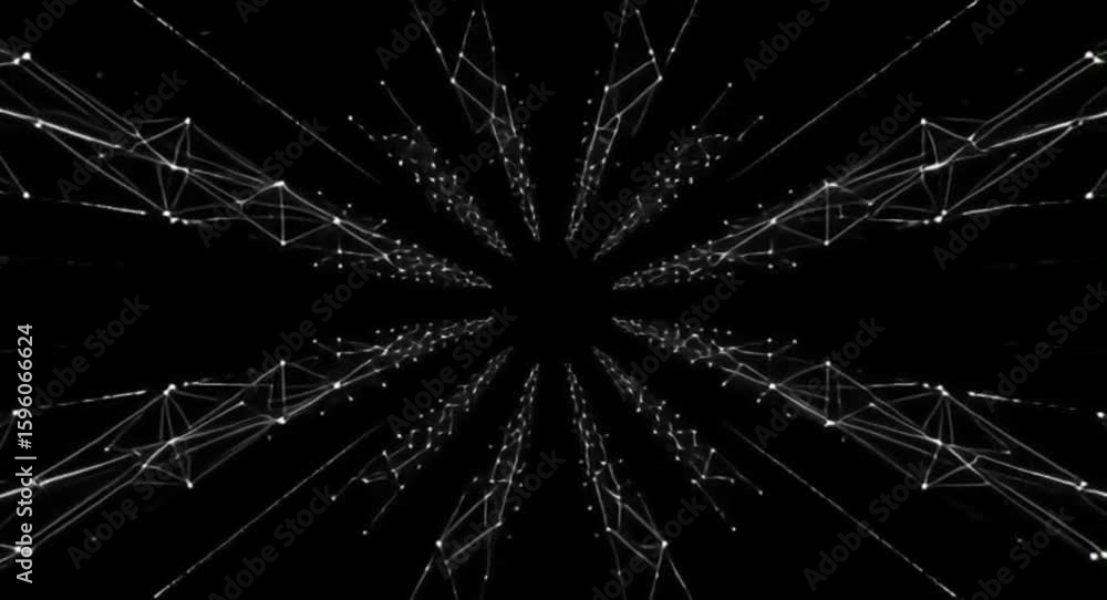 Aufkleber dynamic white lines: abstract network tunnel, futuristic data stream visual